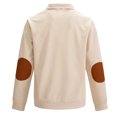 thumbnail image 4 of Fengqque Men's Casual Sweatshirt Pullover Sweater Casual Long Sleeve Stand Collar Quarter Button Sweaters Khaki 12(XXL), 4 of 7