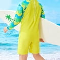 thumbnail image 4 of Ymyiu Baby Boy Swimsuit with Sun Hat Infant Baby Boys Swimsuit One Piece Long Sleeve Rash Guard Zipper Bathing Suit Swimwear with Sun Cap Beachwear Size 8-9 Years (Yellow,8-9 Years), 4 of 7