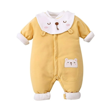 

Baby Boys Girls Winter Coats Cute Newborn Infant Jumpsuit Thicken Romper Cotton Thermal Onesies Windproof Warm Bodysuits