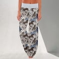 thumbnail image 2 of Casual Wide Leg Pants Womens Cute Printed High Waist Trousers with Drawstring Homewear, 2 of 5