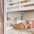 thumbnail image 6 of Leumius Twin Over Twin Bunk Bed with Shelves , Rubber Wood Bed with Shelves Headboard, Safety Guardrails and Ladder, Convertible to 2 Beds for Boys Girls White, 6 of 9