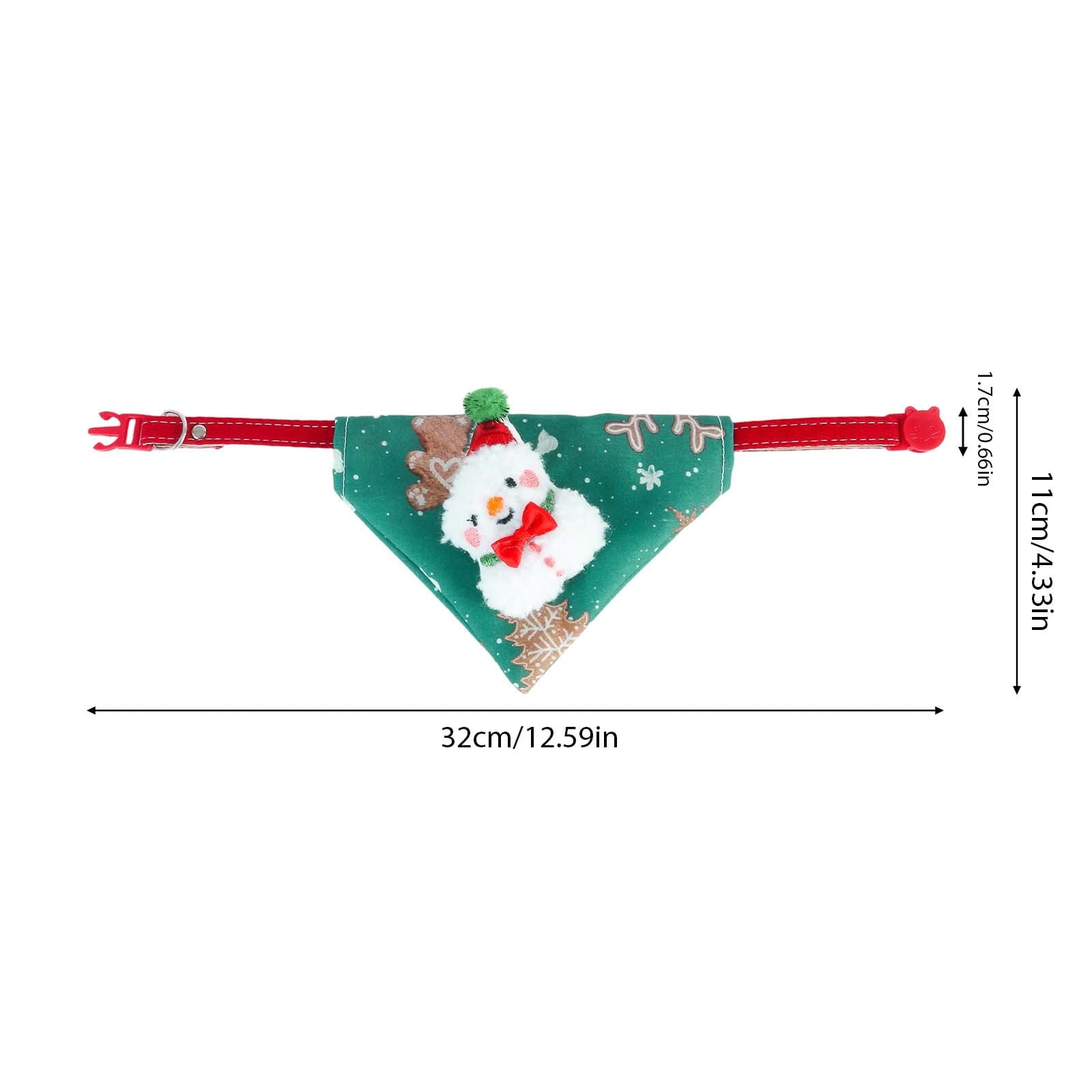 Christmas Cat Collar Breakaway with Cute Triangle Bibs Pet Festive Costume Accessories for Kitty Adjustable Safety (B)
