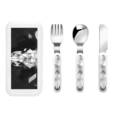 

Salouo White Black Sheep skull Pattern 3 Pieces Toddler Utensils Kids Silverware Set Stainless Steel Utensils for Kids Children Safe Spoons Forks & Knife Dishwasher Safe