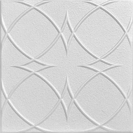 A la Maison Ceilings 1458 Circles and Stars - Styrofoam Ceiling Tile (Package of 8 Tiles), Plain
