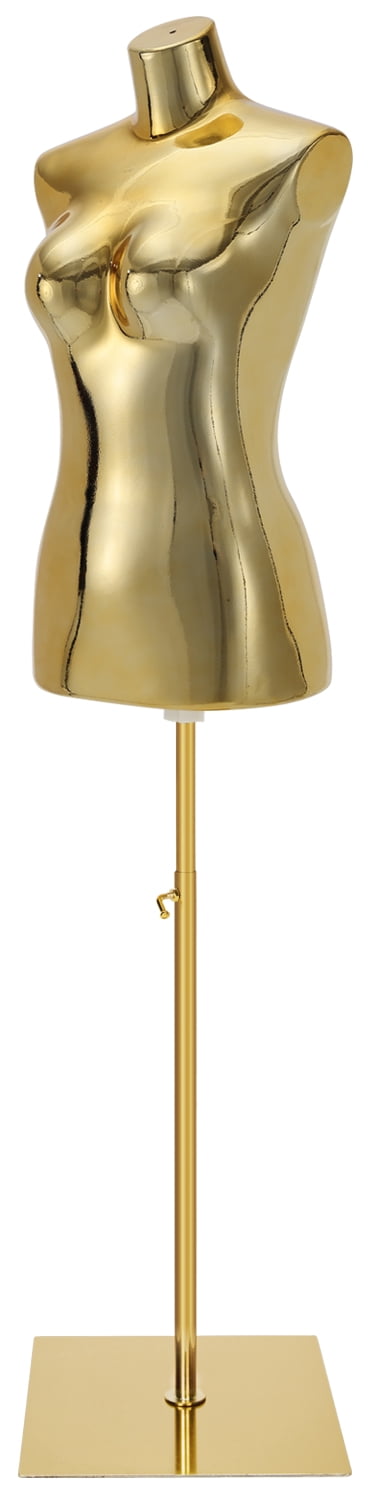 Female Mannequin Dress Form Torso - Manikin Body with Metal Stand Height Adjustable, Display Mannequin Body for Sewing Clothes (40-75Inch, Golden)