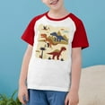 thumbnail image 2 of Virmaxy Toddler Boys Girls Cute Dinosaur Print T-Shirt Unisex Kids Trendy Plunger Short Sleeve Blouses 2025 Summer Lightweight Loose Fit Crewneck Blouses Tops Red-3 3 Years, 2 of 8