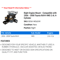 thumbnail image 2 of Right Engine Mount - Compatible with 2006 - 2008 Toyota RAV4 4WD 2.4L 4-Cylinder 2007, 2 of 2