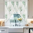 thumbnail image 3 of Swag Curtains Valances for Windows, Green Watercolor Eucalyptus Leaf Short Kitchen Window Curtains Over Sink, Golden White Cafe Curtains Panel Set Of 2,Rod Pocket, 36 Inches Length, 3 of 8