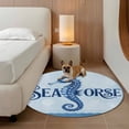 thumbnail image 3 of Navy Blue Seahorse 6ft Round Rugs, Summer Coastal Bubbles Ocean Waves Washable Non-Slip Area Rugs for Living Room Bedroom Kitchen, Soft Low Pile Dining Room Kicthen Circle Carpet, Indoor Floor Rug, 3 of 9