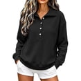 thumbnail image 3 of Akmaiox Long Sleeve Shirts for Women, Waffle Half Button Down Knit Pullover Sweatshirts, Casual Loose Fitted Vacation Going Out Tops S-2XL, 3 of 9
