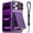 Purple, variant on Cyberland Suitable for iPhone 17 16 15 Pro Max Case Wallet+Lanyard Wrist Strap, Built-in Card Holder (3-4 Cards) & Slide Camera Cover & Kickstand Rugged Case