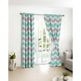 thumbnail image 4 of Fsddascl Turquoise Grey White Blackout Curtains for Bedroom/Living Room, Thermal Insulated Kitchen Curtains, Abstract Geometric Ocean Wave Stripe Grommet Darkening Window Treatment Drapes 52"x72"x2, 4 of 8