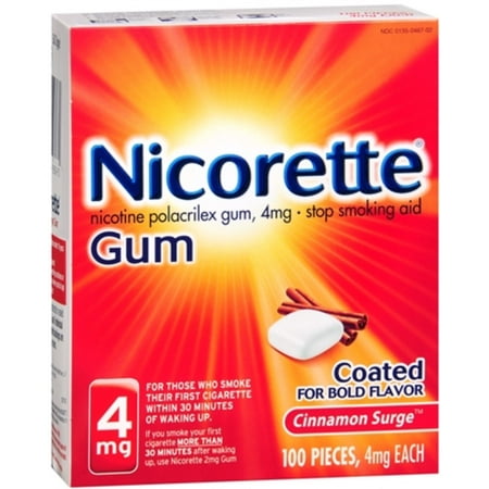 Nicorette Gum 4 mg Cinnamon Surge 100 Each (Pack of 2)