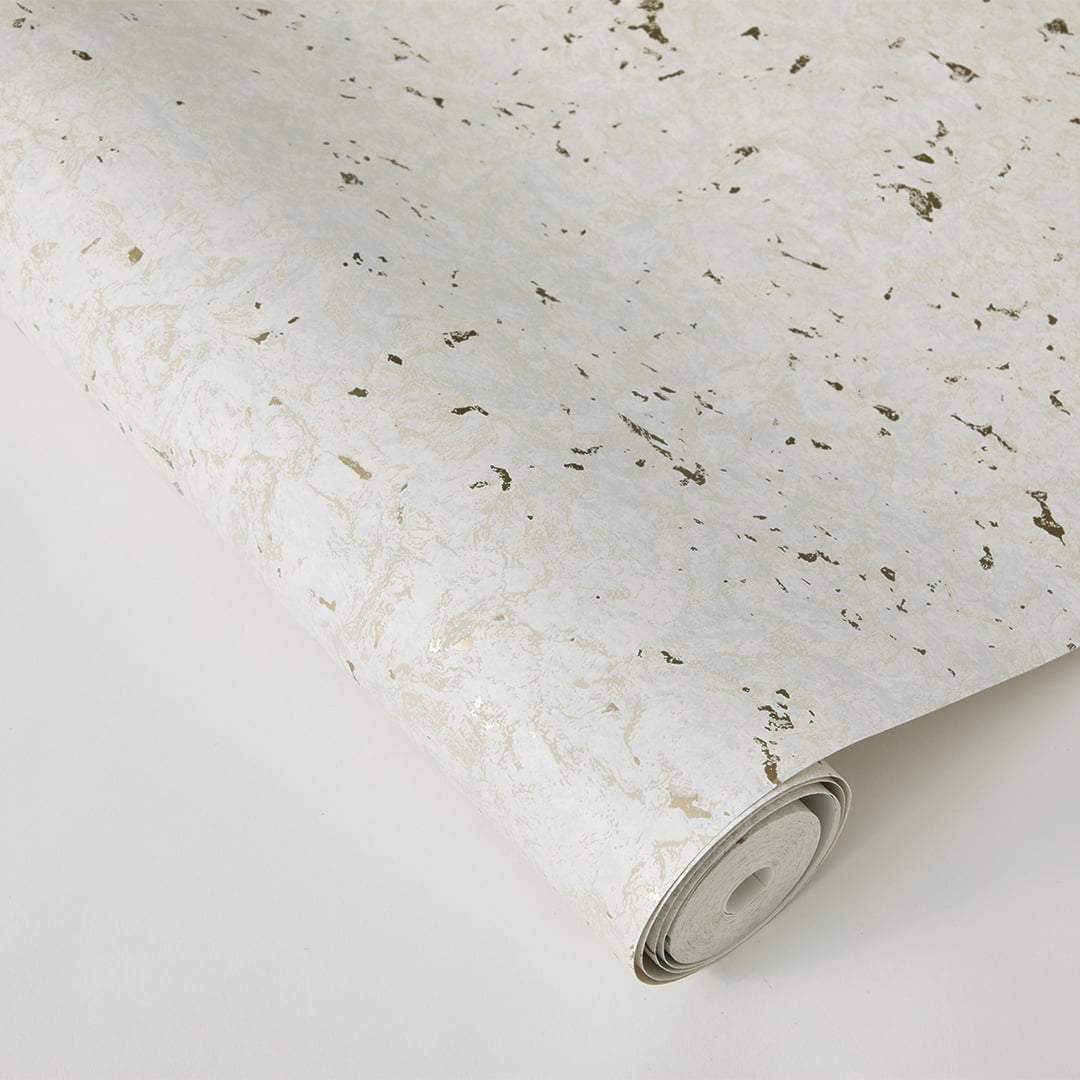Tempaper Faux Cork White & Metallic Gold Peel and Stick Wallpaper, 20.5" x 16.5'