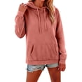 thumbnail image 4 of CQONEPT Womens Hoodie Fleece Sweatshirts Long Sleeve Pullover with Pocket Hooded Neck Sweatshirt Drawstring Pullover Tops Winter Clothes Pink XL, 4 of 7