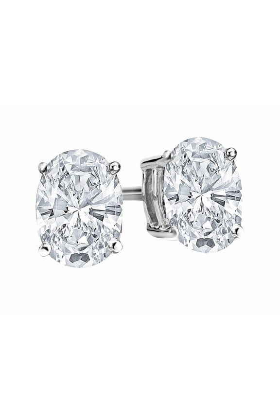 0.5 to 10 Carat IGI Certified LAB-GROWN Diamond Oval Cut Stud Earrings for Women 4 Prong Screw Back (D-E Color, VS1-VS2 Clarity) Platinum 1.01 Carat Oval Shape