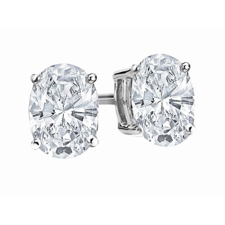 Houston Diamond District 0.5 to 10 Carat IGI Certified LAB-GROWN Diamond Oval Cut Stud Earrings for Women 4 Prong Screw Back (D-E Color, VS1-VS2 Clarity) 18K White Gold 1.75 Carat Oval Shape