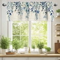 thumbnail image 2 of Pastoral Floral Plant Valances for Windows, 42 x 12in, Sage Blue Eucalyptus Leaves Beige Rod Pocket Kitchen Valance Curtain Light Filtering Window Treatments for Living Room Bedroom, 1 Panel, 2 of 7
