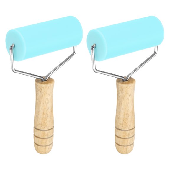 2pcs Rolling Pin 7.6" x 1.69" Silicone Roller, Blue