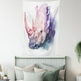 thumbnail image 4 of Watercolor Tapestry, Gradient Paintbrush Style Tropical Animal Rhino Safari Artful Paint Print, Wall Hanging for Bedroom Living Room Dorm Decor, 60W X 80L Inches, Lilac and Pink, by Ambesonne, 4 of 5
