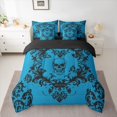 thumbnail image 2 of Homewish Vintage Damask 7-Piece Bedding Comforter Set,Victorian Flower King Bedding Sets,Cyan Black Bed Sheets For Men Women,Super Cozy Room Decor Reversible, 2 of 8