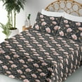 thumbnail image 3 of Vintage Sheet Set, Simple Branches of Rose Romantic and Pastel Floral Orderly Repeated, Fitted & Flat Sheet with Pillowcase Bedding Accent 4 Pcs Set, Full, Dark Grey Blush and Umber, by Ambesonne, 3 of 5