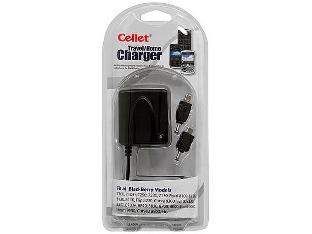 Cellet Black Travel Home Charger W Folding Charging Blade With 2 Different Connector For Blackberry Phone Series - image 5 of 5