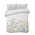 thumbnail image 2 of Quilts Queen Size, Spring Floral Soft Comforter Bedding Set for Bed, Colorful Watercolor Botanical Summer Lightweight Quilted Bedspread with Pillow Cover(2 Pieces) for All Season, 90x96 Inch, 2 of 6