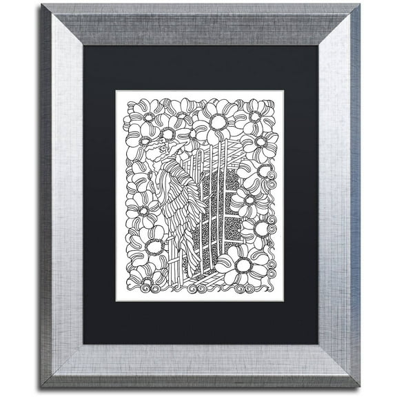 Trademark Fine Art "Woodpecker" Canvas Art by Kathy G. Ahrens, Black Matte, Silver Frame