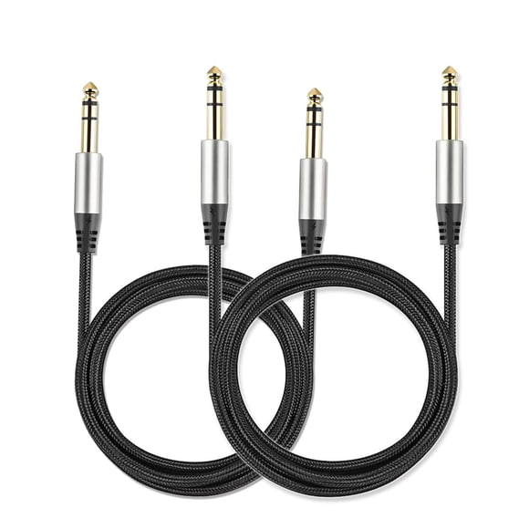 Cables TRS Yueyinpu Negro Paquete Doble para Instrumentos de 1/4 Pulgadas 6.35 mm Trenzados de Nailo