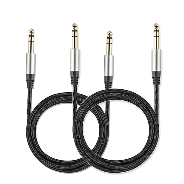 Cables TRS Yueyinpu Negro Paquete Doble para Instrumentos de 1/4 Pulgadas 6.35 mm Trenzados de Nailo