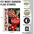 thumbnail image 2 of Welcome Christmas Believe Small Decorative Garden Flag, Xmas Ball Ornament Snowflakes Yard Lawn Outside Decor, Winter Holiday Farmhouse Burlap Outdoor Home Decoration Double Sided 12.5 x 18, 2 of 6