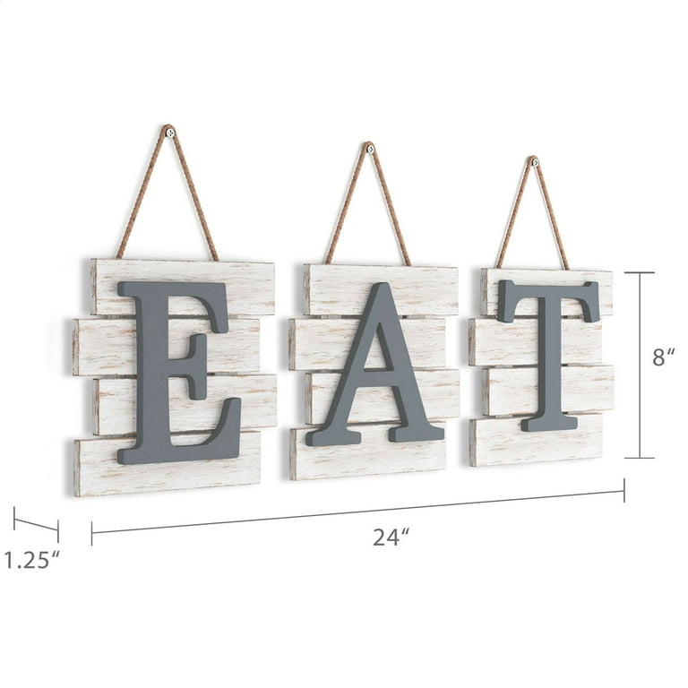 Barnyard Designs Eat Sign Wall Decor, Rustic Farmhouse Decoration for  Kitchen and Home, Decorative Hanging Wooden Letters, Country Wall Art,  Distressed White/Grey, 24 x 8” 