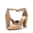 thumbnail image 3 of Zapatos de Tacón Bloque de Gamuza Nude Coco para Mujer DREAM PAIRS Talla 7.5, 3 of 8