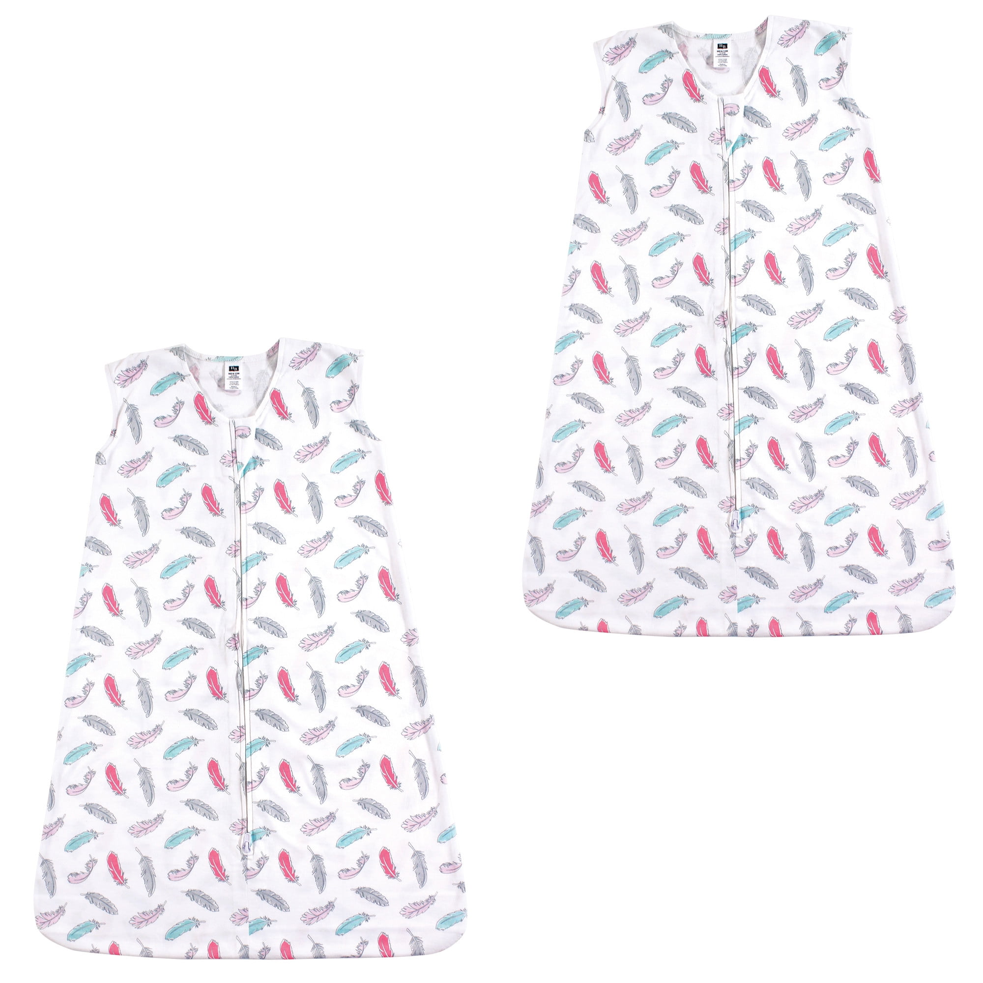 Hudson Baby Boy and Girl Jersey Cotton Sleeping Bag 2 Pack, Feathers