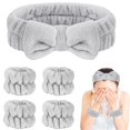 thumbnail image 1 of Seakcoik - Juego de 5 diademas y muñequeras para lavado de cara para mujer, banda para el pelo para lavarse la cara, maquillaje, cuidado de la piel (gris), 1 of 1
