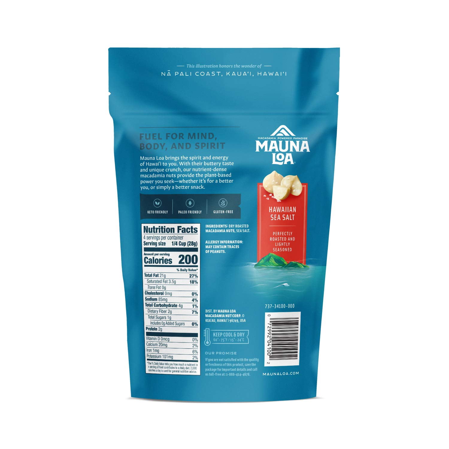 Mauna Loa Premium Hawaiian Roasted Macadamia Nuts, 4 oz Bag (Pack of 32)