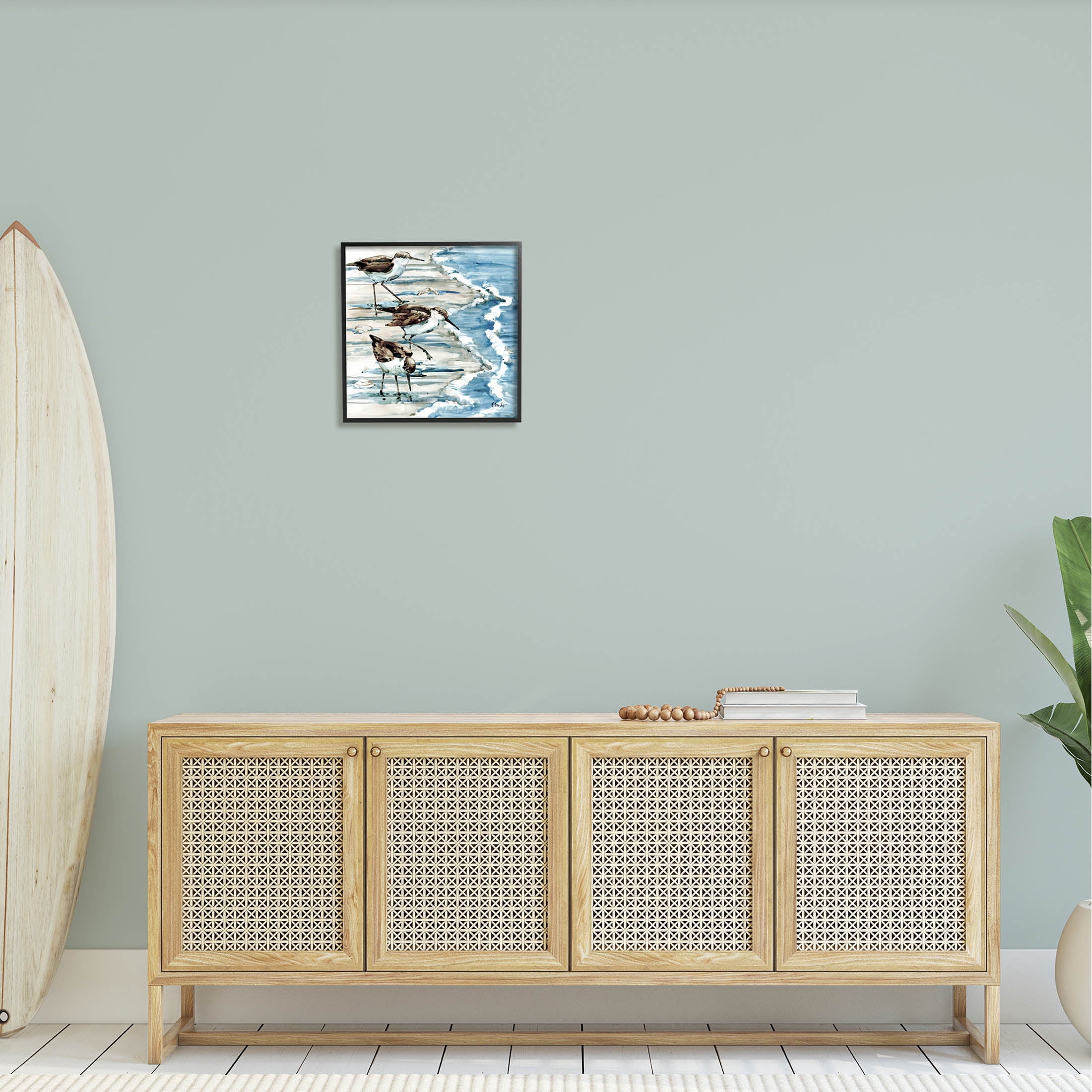 Stupell Industries Rockhampton Sandpipers Beach Ripples Painting Black Framed Art Print Wall Art, Design by Paul Brent