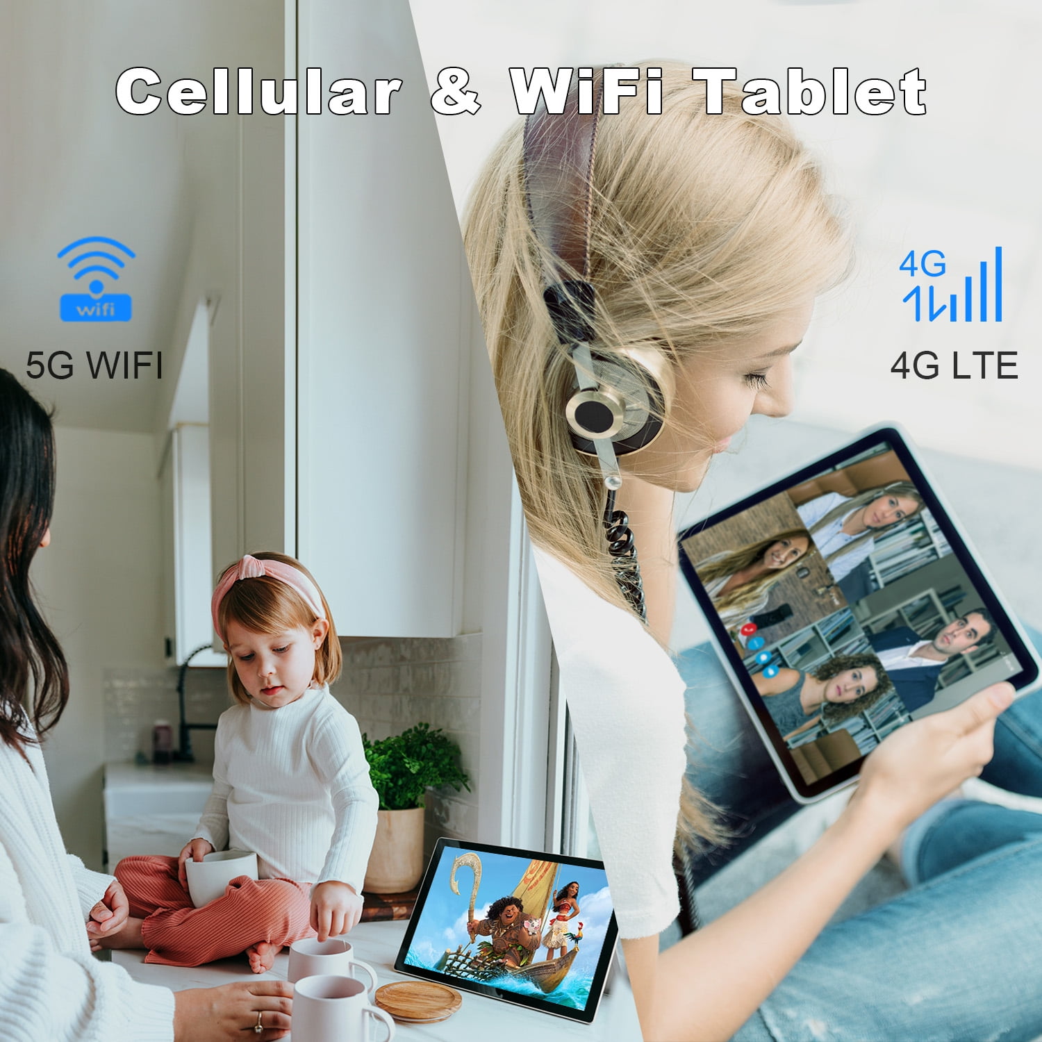 Android 13 Tablet, Android Tablet with SIM Card Slot Unlocked , 4G LTE GSM Cellular Phone Tablet with Octa-Core 6GB RAM 128GB ROM GPS WiFi Case Dual Camera Speaker, 10 Inch