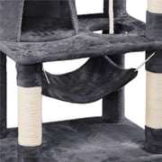Alden Design 62 Tall Double Condo Cat Tree and Scratching Post Tower, Dark Gray