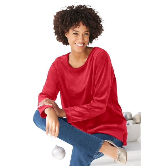 Woman Within Plus Size Plush Velour Tunic Sweatshirt