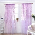 thumbnail image 3 of 2 Pieces Leaf Window Curtain Voile Tulle Room Leaf Sheer Vine Curtain Voile Panel Drapes Curtain White Sheer Green Leaf Curtain for Living Room, Bedroom, Balcony 100*270CM Purple, 3 of 9