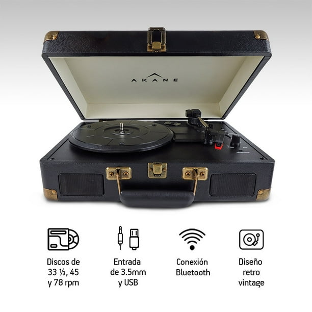 Tocadiscos Vinilo Vintage Akane Bluetooth Estéreo Tornamesa