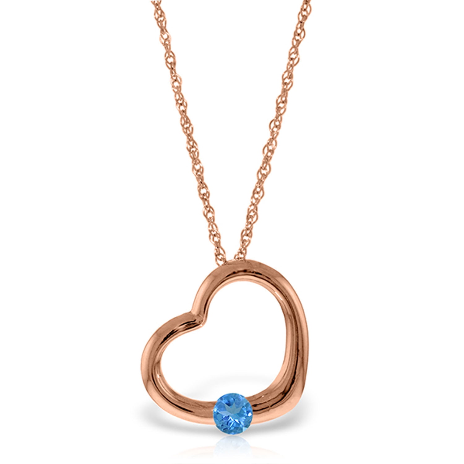 Galaxy Gold 14K Solid Gold Natural Blue Topaz Drop Pendant Necklace for Women - Rose Gold Fine Jewelry