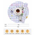 thumbnail image 6 of 13 Inch Round Placemats Set of 6, Happy Easter Non Slip Heat Insulation PP Table Mats, Cute Bunny Spring Flowers Butterfly Purple Plaid Washable Place Mats for Kitchen Dining Party Table Decor, 6 of 7