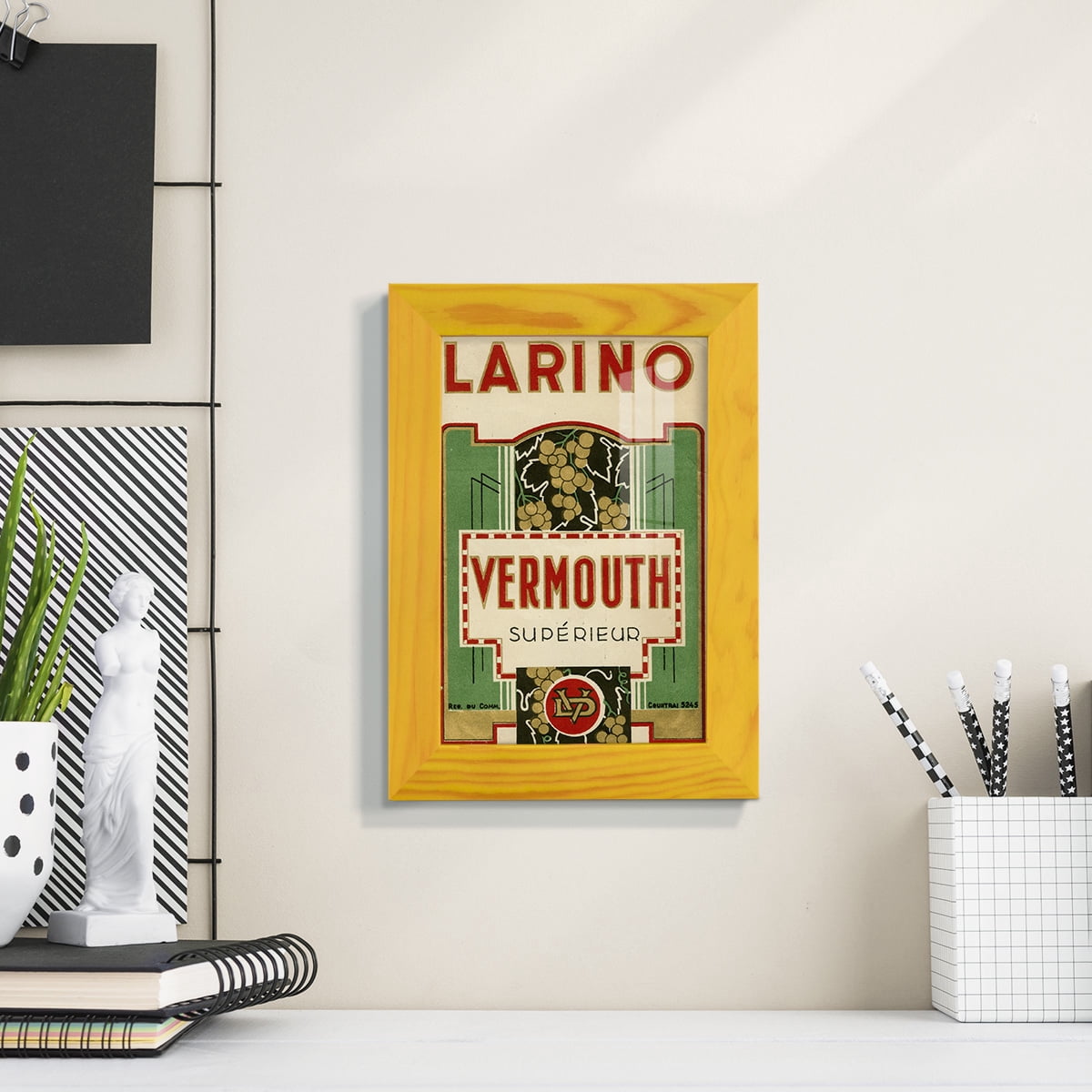 Larino Vermouth -Framed Print w/glass-Sunflower Yellow