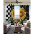 thumbnail image 6 of Sunflower Blackout Curtains for Bedroom Living Room Darkening Curtains 84 Inch Length 2 Panels Set Yellow Flowers Black White Plaid Watercolor Window Curtain Window Treatment Grommet Drapes 42"x84", 6 of 9