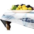 thumbnail image 4 of Nautical Coastal Table Cloth, Blue and White Undersea Starfish Seashell Coral Ocean Beach Tablecloths for Outdoor Picnic, Rectangle(60x120in), 4 of 6