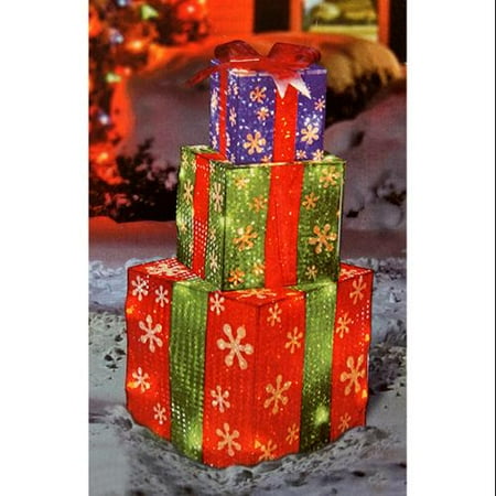 24 quot stacked holographic snowflake present lighted 24 quot stacked holographic snowflake present lighted