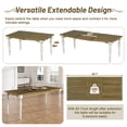 thumbnail image 3 of EUROCO 82.7" 7PCS Vintage Extendable Dining Table Set for 6-8,Wood Dining Room Table Set with Removable Leaf,4 Serrated Back Chairs and 2 Upholstered Back Dining Chairs,Rectangular Table Set for 6, 3 of 8